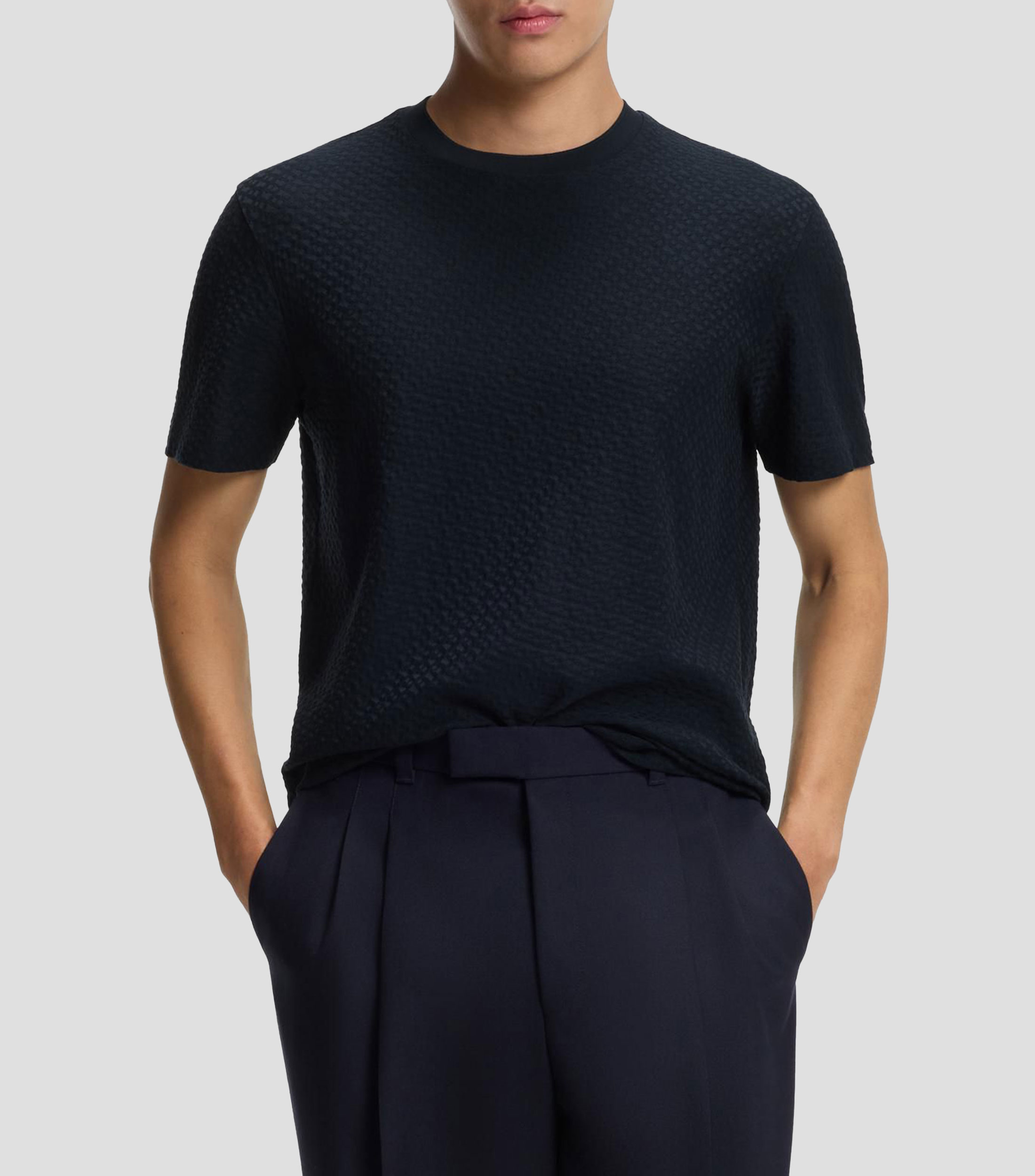 Playera Boss de algodón mercerizado con monogramas en jacquard Hombre